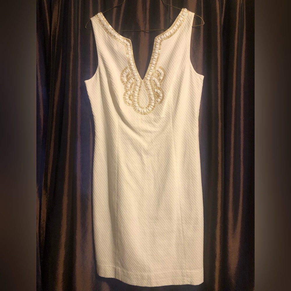 Lily Pulitzer white and gold dress